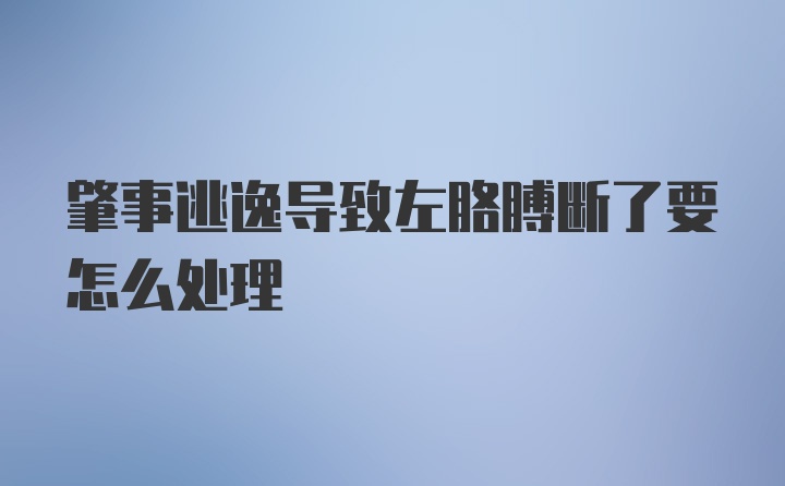 肇事逃逸导致左胳膊断了要怎么处理