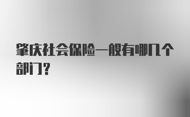 肇庆社会保险一般有哪几个部门？