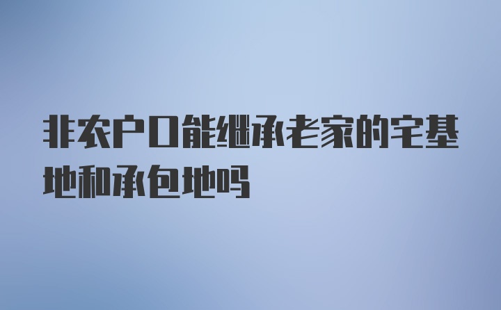 非农户口能继承老家的宅基地和承包地吗