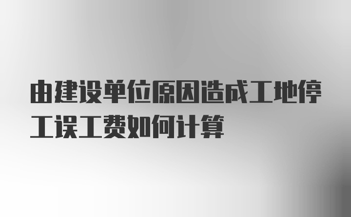 由建设单位原因造成工地停工误工费如何计算