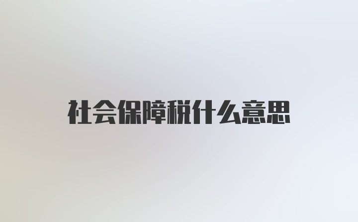 社会保障税什么意思