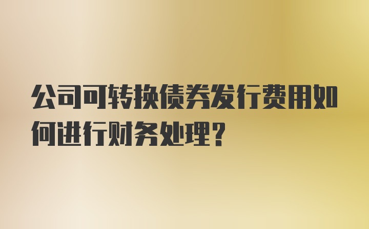 公司可转换债券发行费用如何进行财务处理？