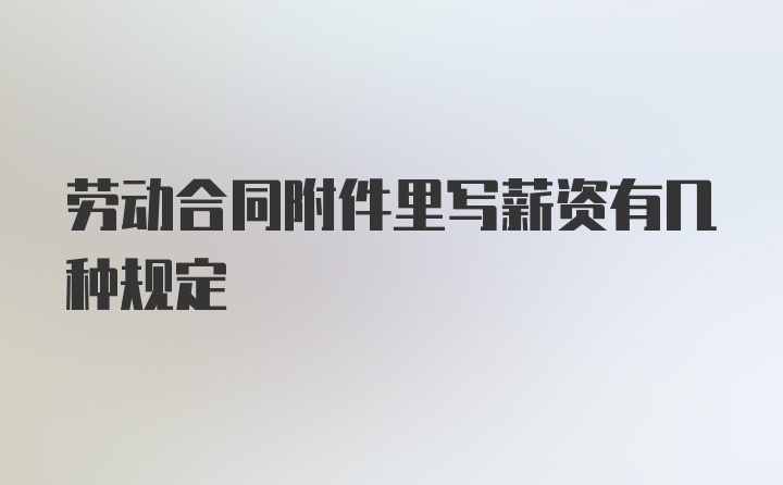 劳动合同附件里写薪资有几种规定