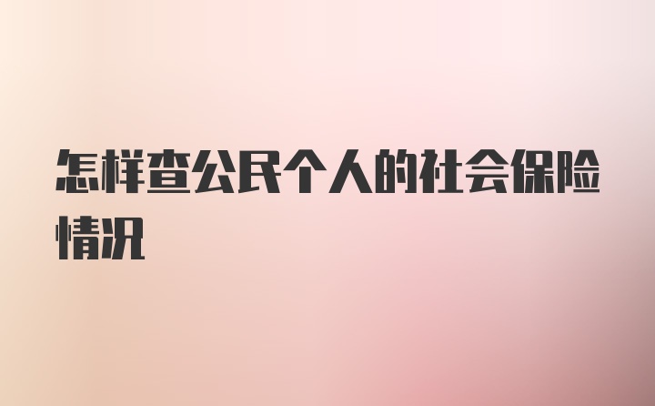 怎样查公民个人的社会保险情况