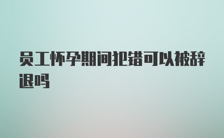 员工怀孕期间犯错可以被辞退吗