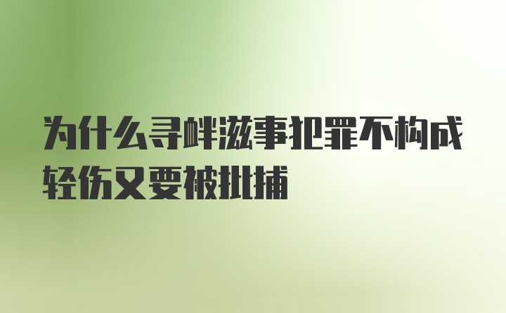 为什么寻衅滋事犯罪不构成轻伤又要被批捕