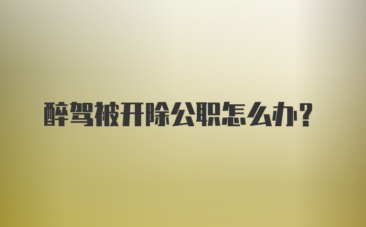 醉驾被开除公职怎么办？