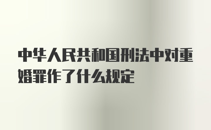 中华人民共和国刑法中对重婚罪作了什么规定