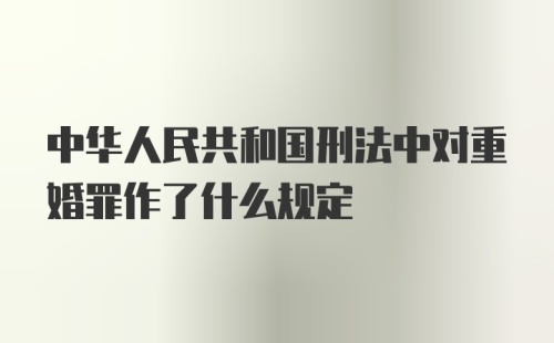 中华人民共和国刑法中对重婚罪作了什么规定