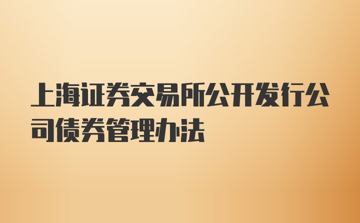 上海证券交易所公开发行公司债券管理办法