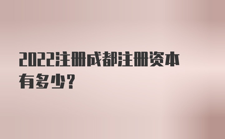 2022注册成都注册资本有多少？