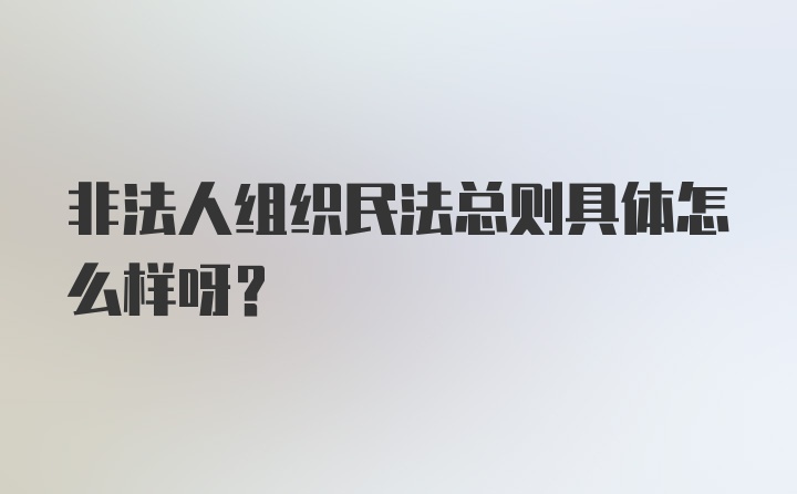 非法人组织民法总则具体怎么样呀？