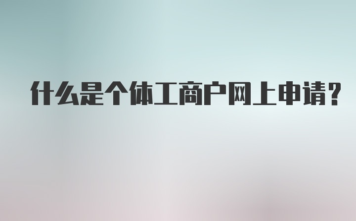 什么是个体工商户网上申请？