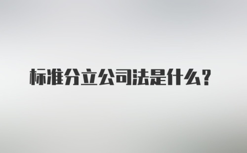 标准分立公司法是什么?