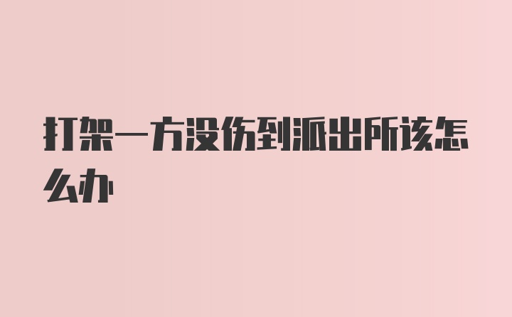 打架一方没伤到派出所该怎么办