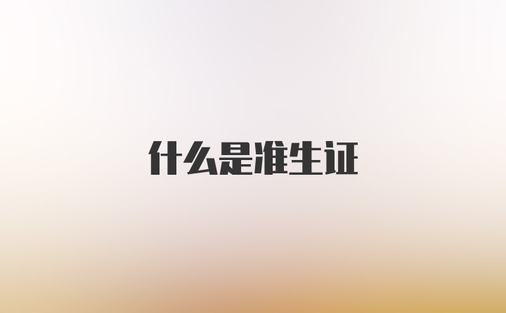 什么是准生证