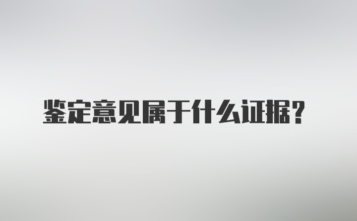 鉴定意见属于什么证据？