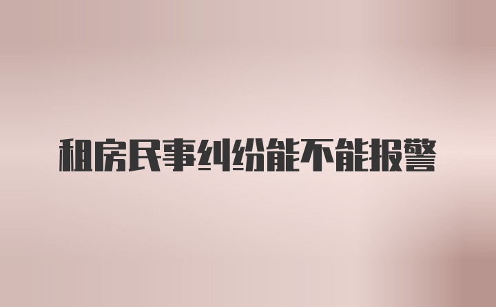 租房民事纠纷能不能报警