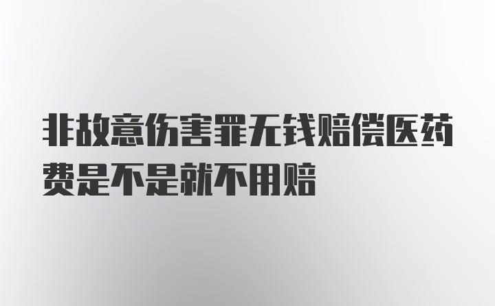 非故意伤害罪无钱赔偿医药费是不是就不用赔