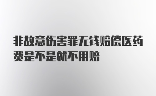 非故意伤害罪无钱赔偿医药费是不是就不用赔