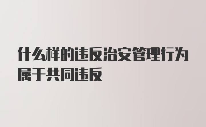 什么样的违反治安管理行为属于共同违反