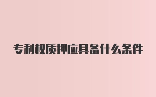 专利权质押应具备什么条件