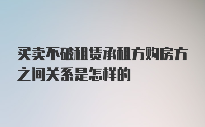 买卖不破租赁承租方购房方之间关系是怎样的