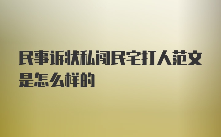 民事诉状私闯民宅打人范文是怎么样的