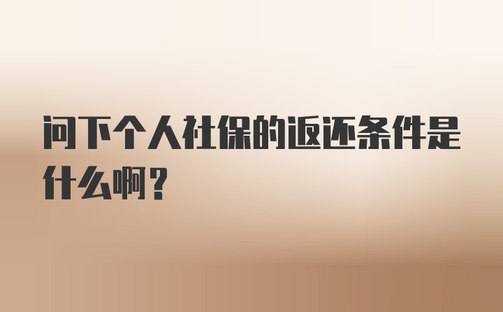 问下个人社保的返还条件是什么啊？