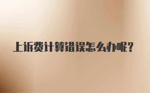 上诉费计算错误怎么办呢？
