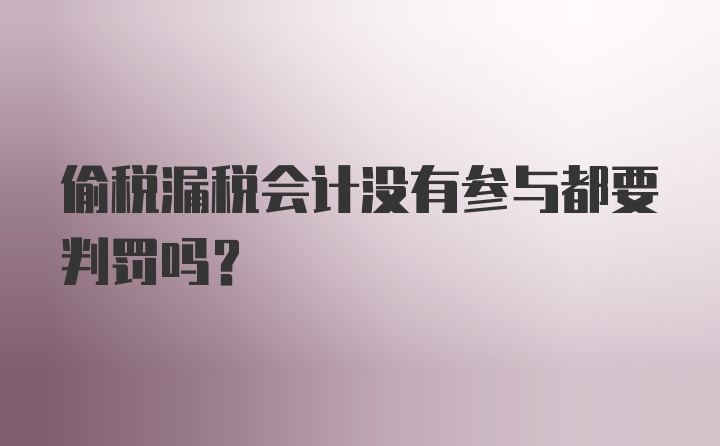 偷税漏税会计没有参与都要判罚吗？