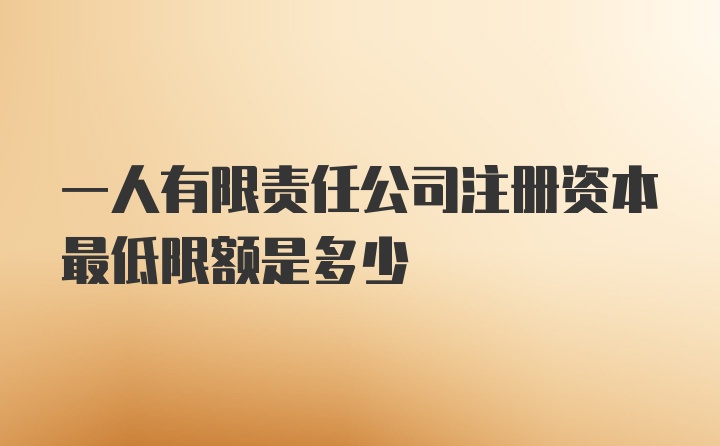 一人有限责任公司注册资本最低限额是多少