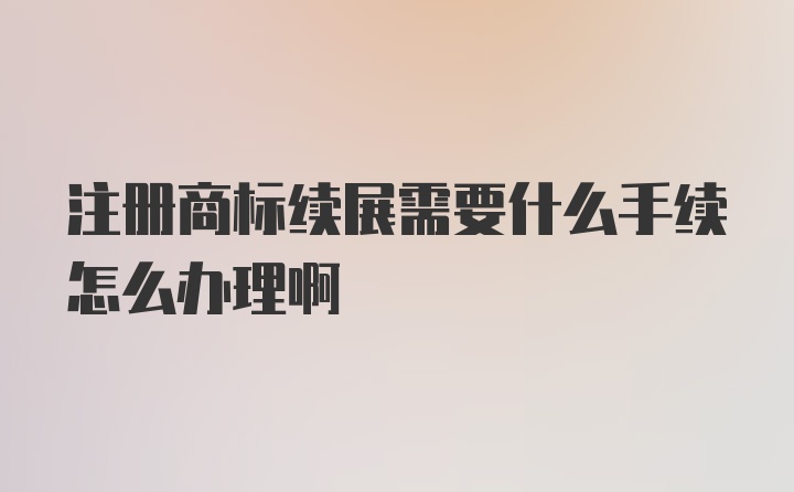 注册商标续展需要什么手续怎么办理啊