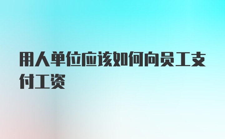 用人单位应该如何向员工支付工资