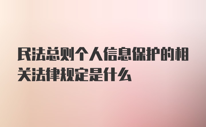 民法总则个人信息保护的相关法律规定是什么