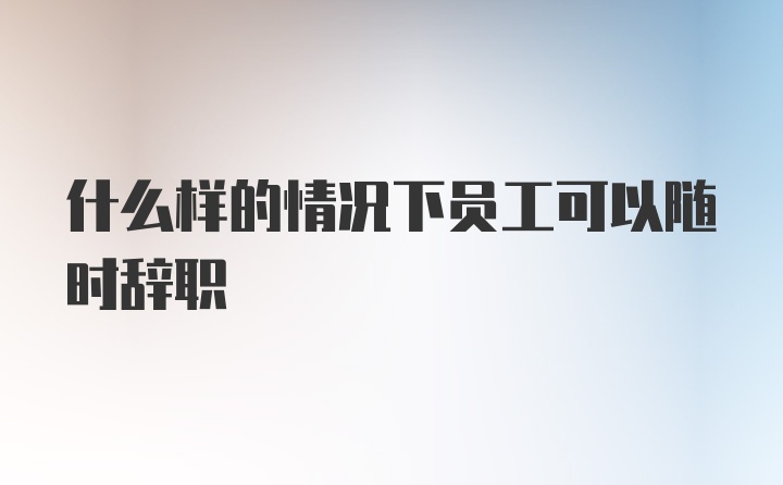 什么样的情况下员工可以随时辞职