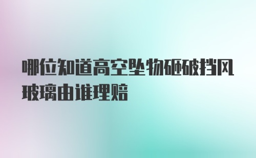 哪位知道高空坠物砸破挡风玻璃由谁理赔