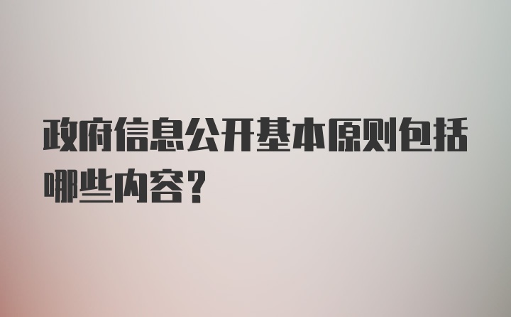 政府信息公开基本原则包括哪些内容？