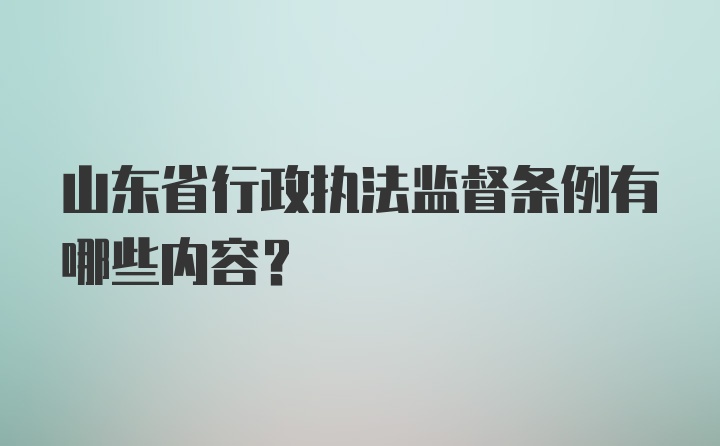 山东省行政执法监督条例有哪些内容？