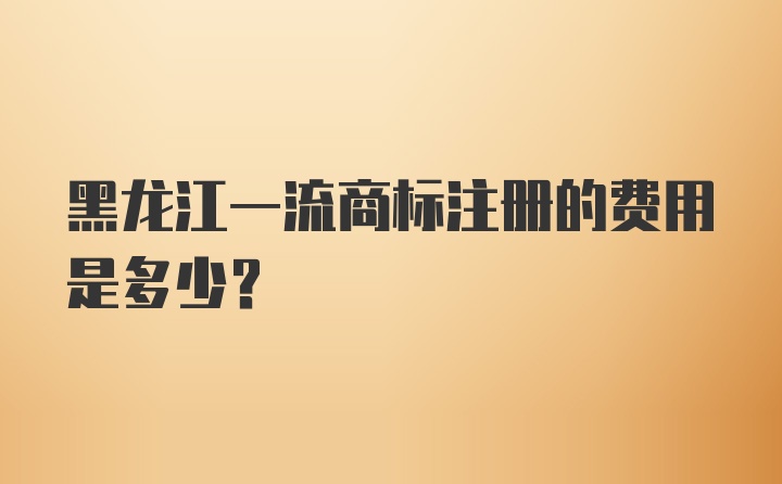 黑龙江一流商标注册的费用是多少？