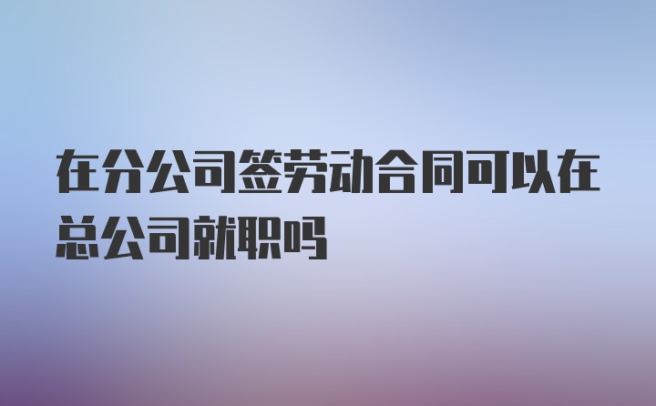 在分公司签劳动合同可以在总公司就职吗