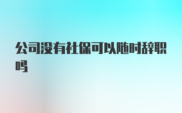 公司没有社保可以随时辞职吗