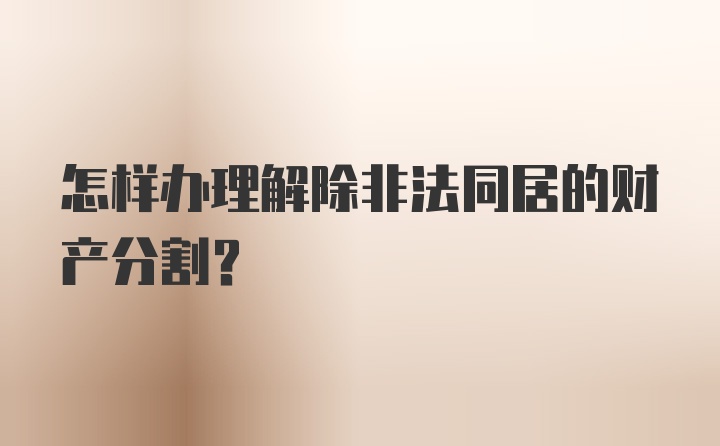 怎样办理解除非法同居的财产分割？