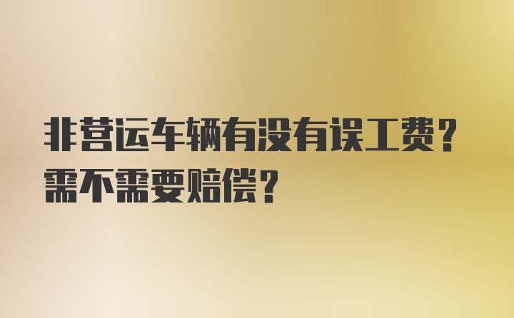 非营运车辆有没有误工费？需不需要赔偿？