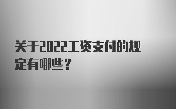 关于2022工资支付的规定有哪些？