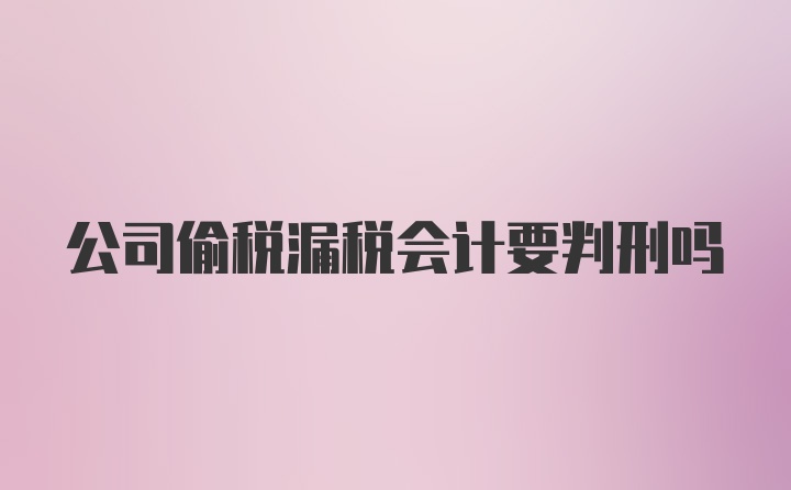 公司偷税漏税会计要判刑吗