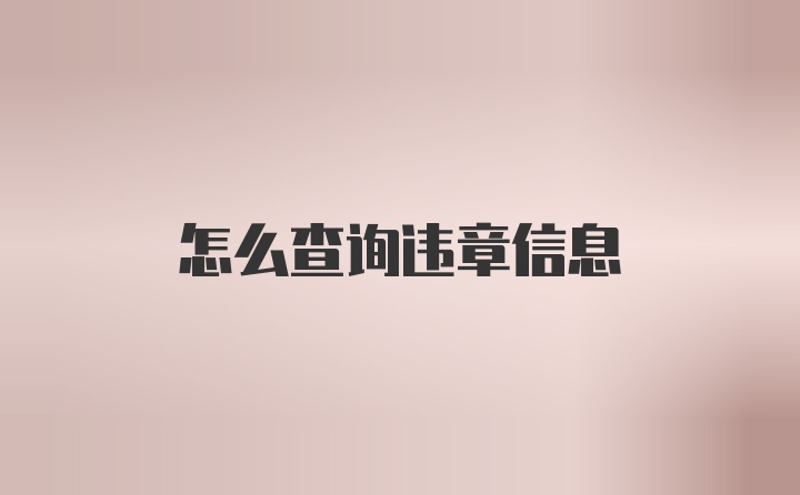 怎么查询违章信息