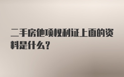 二手房他项权利证上面的资料是什么？