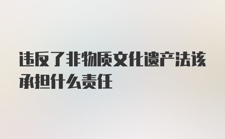 违反了非物质文化遗产法该承担什么责任