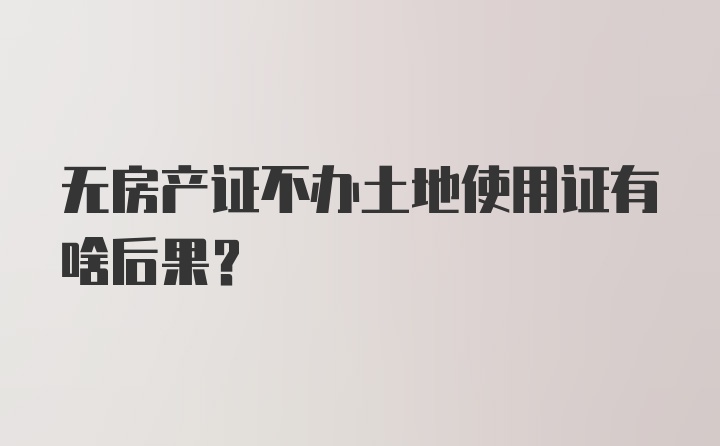 无房产证不办土地使用证有啥后果？